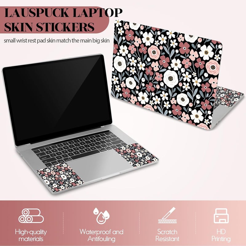 Lauspuck Laptop Notebook Skin Sticker Cover Decal, 13" 13.3" 14" 15" 15.4" 15.6 inch Laptop Vinyl Skin Sticker Cover Art Protector Netbook, Cute Floral - Image 2